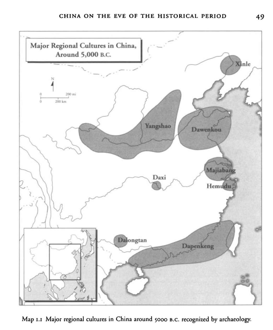 Major regional cultures in China around 5000 BC